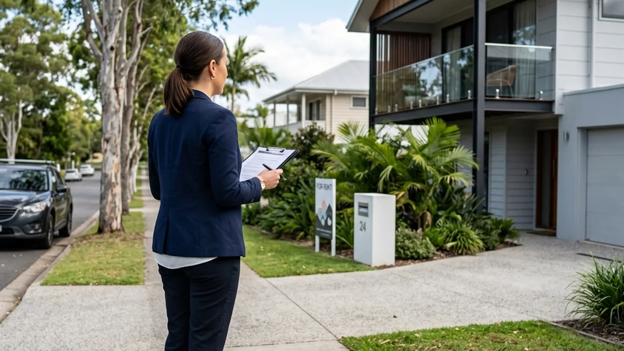 Professional property manager reviewing a rental property on the Sunshine Coast